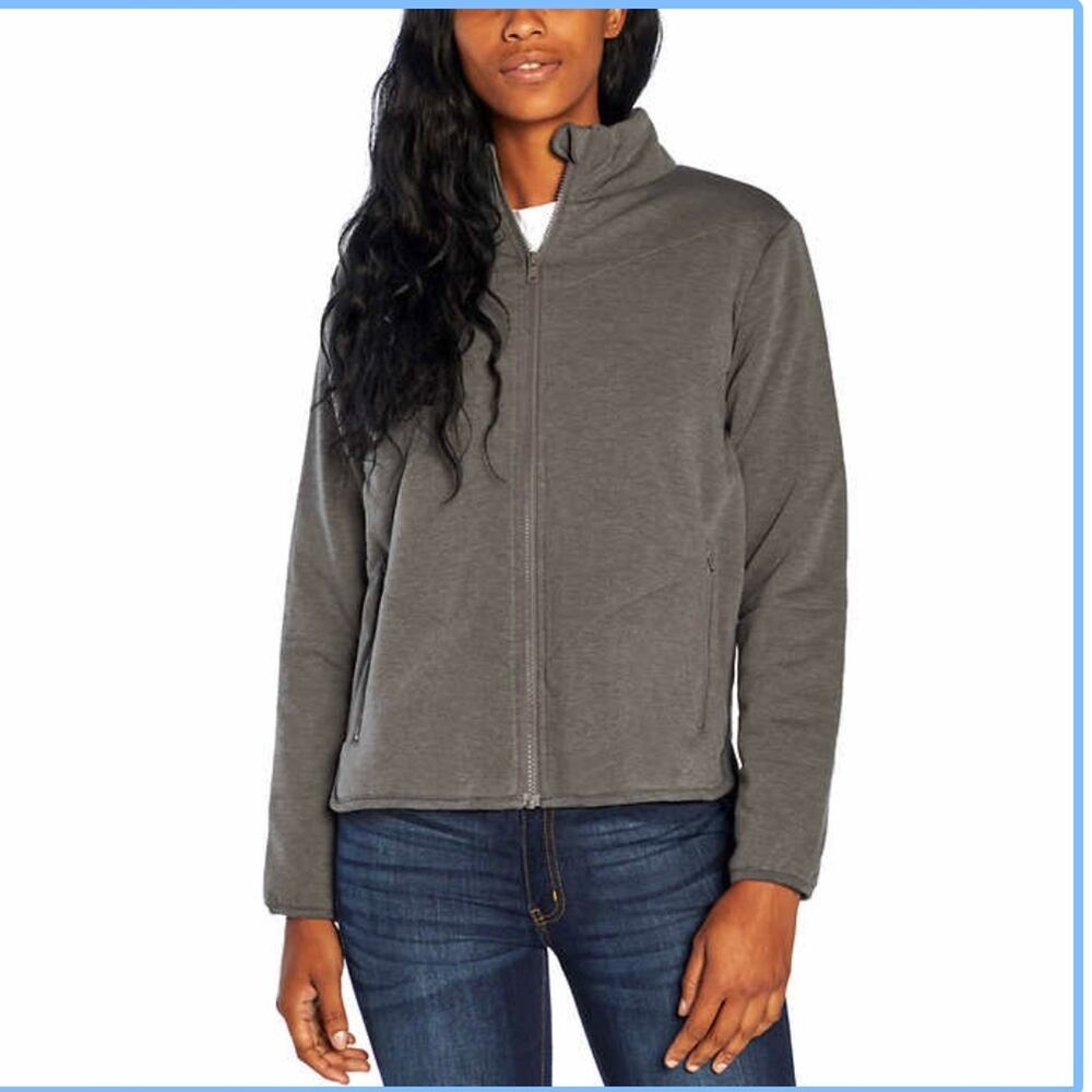 Three Dots Women's Grey Knit  Quilted Chevron Jacket Size Small Nwt